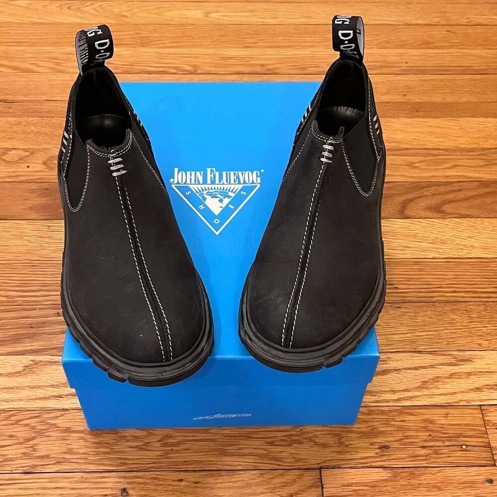 John Fluevog Lunes Official Chelsea Shoes Boots Black Size M5/W7 Leather